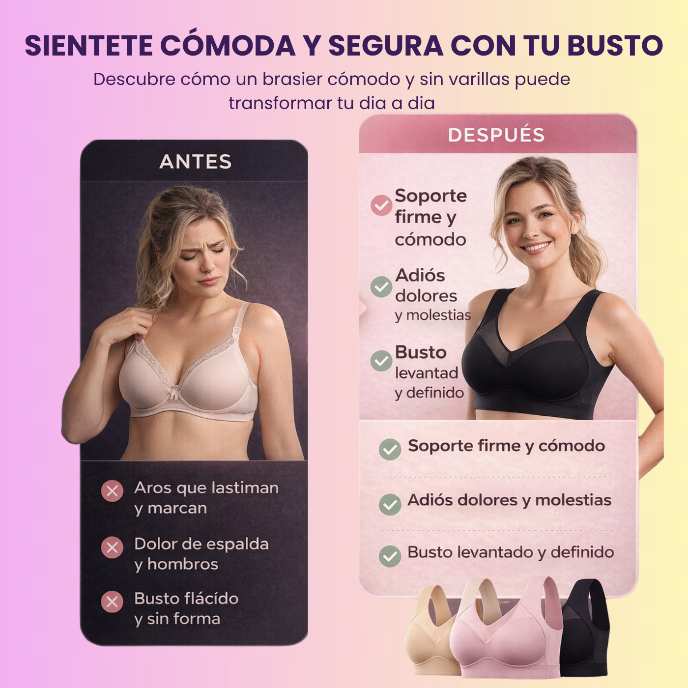 BRASIER ULTRA CÓMODO - 2 EN 1  REALZA Y MOLDEA