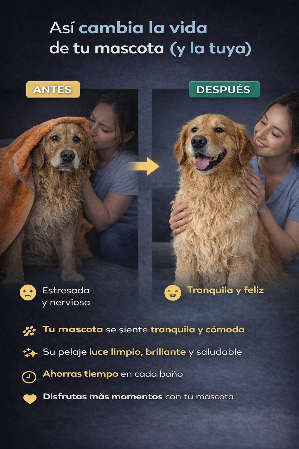 Cepillo Secador 2 en 1 para Perros y Gatos – Seca y Desenreda en Minutos